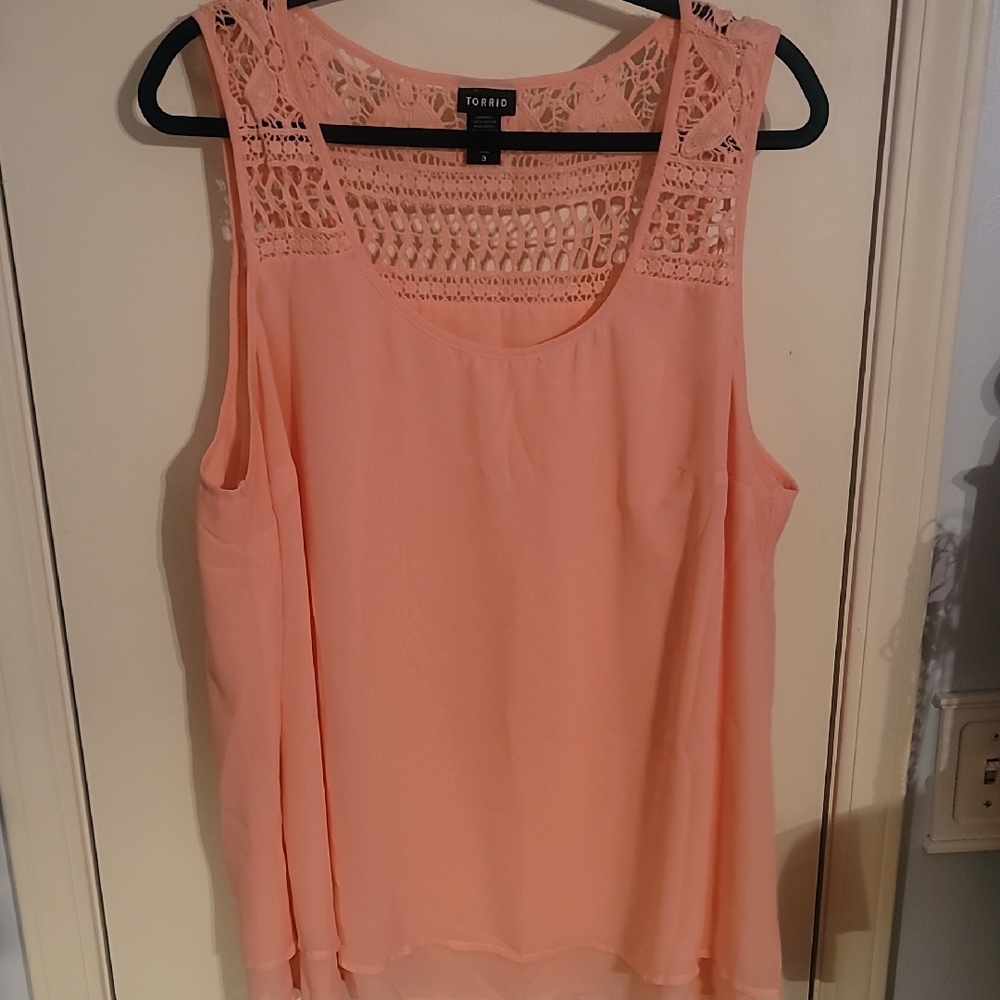 Torrid Coral Lace Detail Blouse